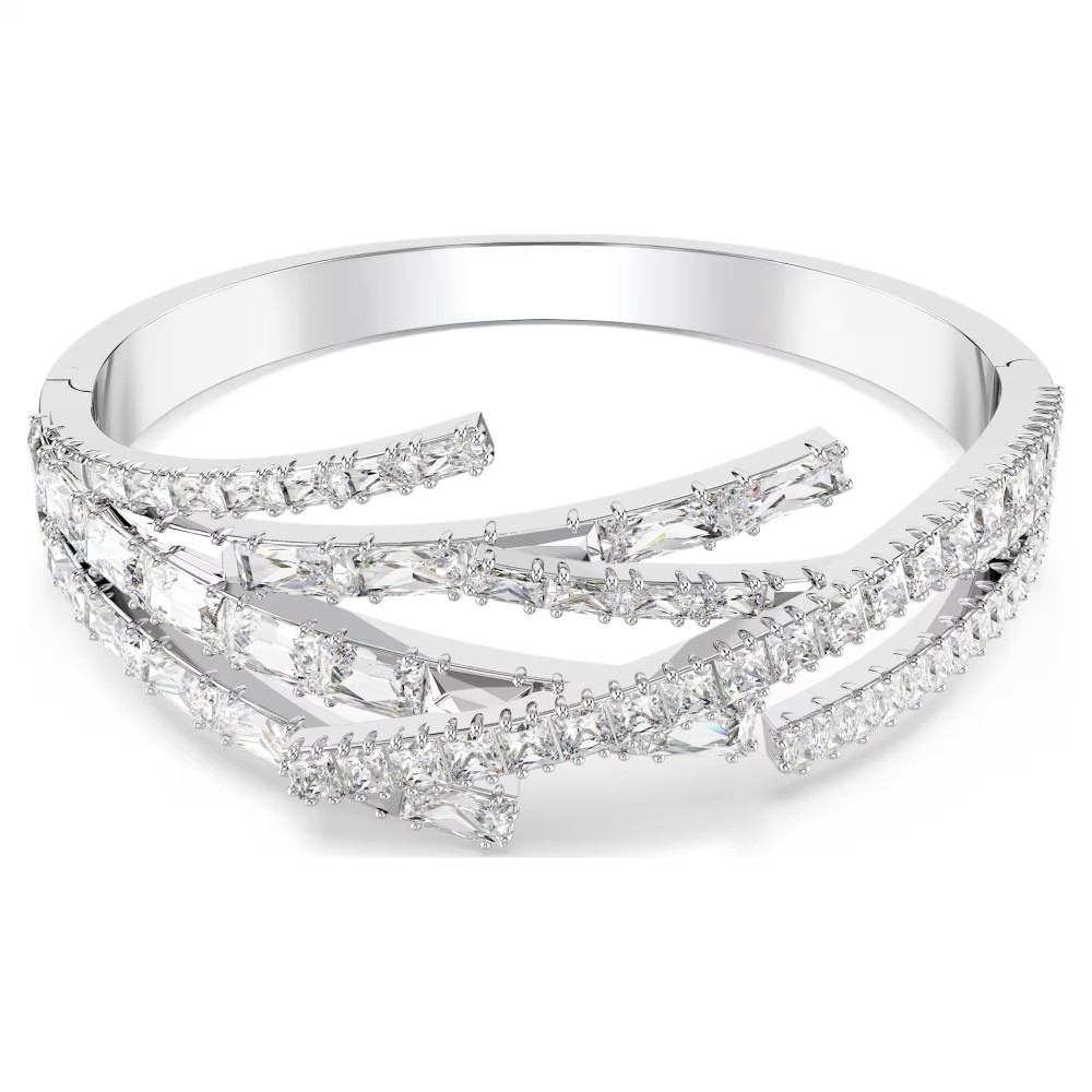 SWAROVSKI Άκαμπτο Βραχιόλι Matrix Μείξη κοπών, Λευκό, Επιμετάλλωση ροδίου 5726294