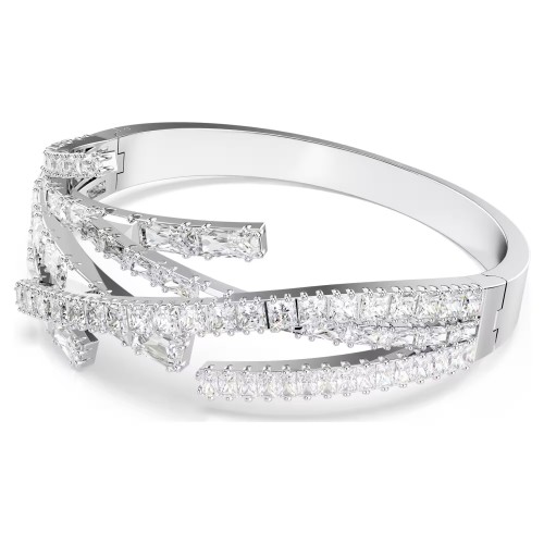 SWAROVSKI Άκαμπτο Βραχιόλι Matrix Μείξη κοπών, Λευκό, Επιμετάλλωση ροδίου 5726294