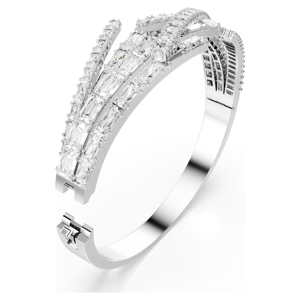 SWAROVSKI Άκαμπτο Βραχιόλι Matrix Μείξη κοπών, Λευκό, Επιμετάλλωση ροδίου 5726294
