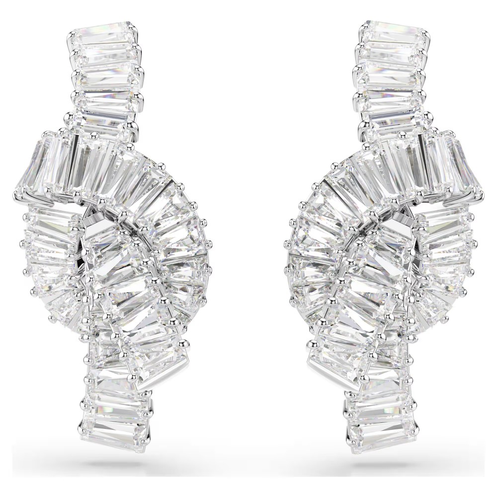 SWAROVSKI Σκουλαρίκια καρφάκι Matrix, Κοπή Baguette, Λευκά, Επιροδιωμένα 5727040