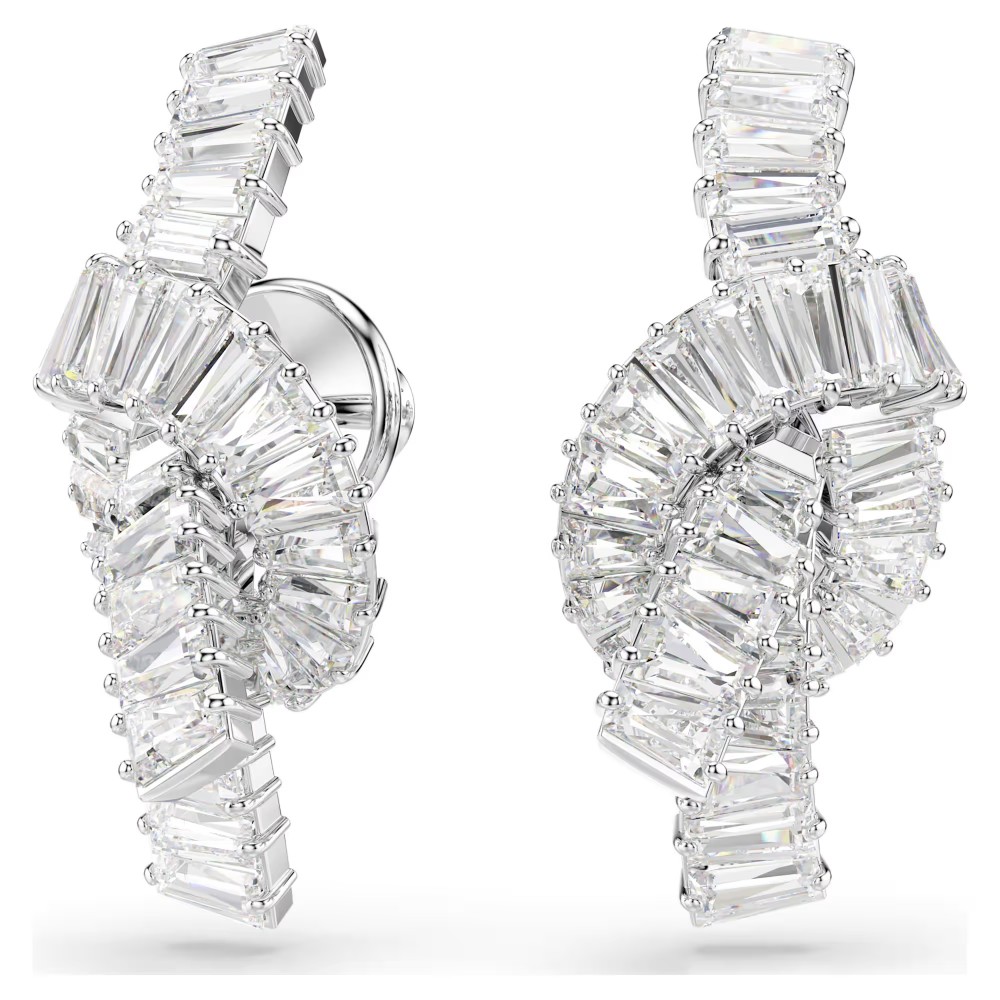 SWAROVSKI Σκουλαρίκια καρφάκι Matrix, Κοπή Baguette, Λευκά, Επιροδιωμένα 5727040
