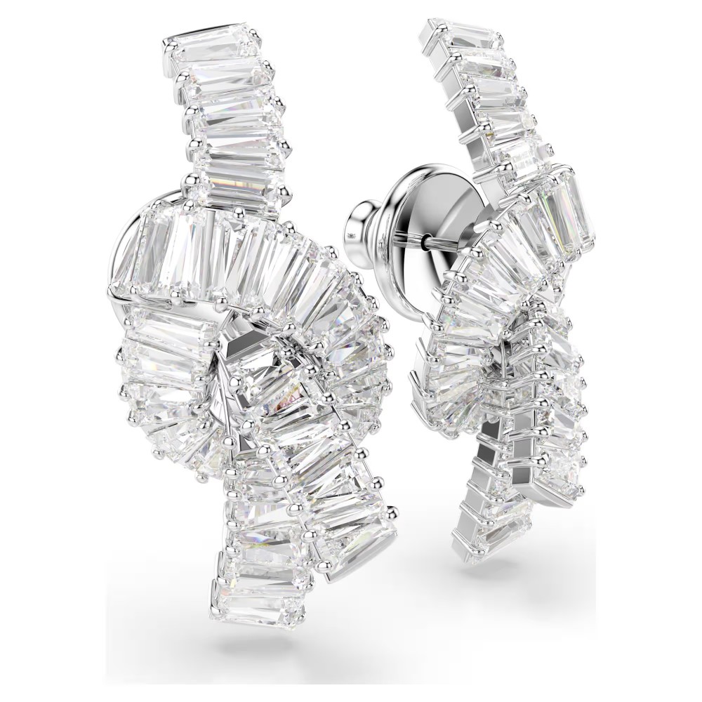 SWAROVSKI Σκουλαρίκια καρφάκι Matrix, Κοπή Baguette, Λευκά, Επιροδιωμένα 5727040
