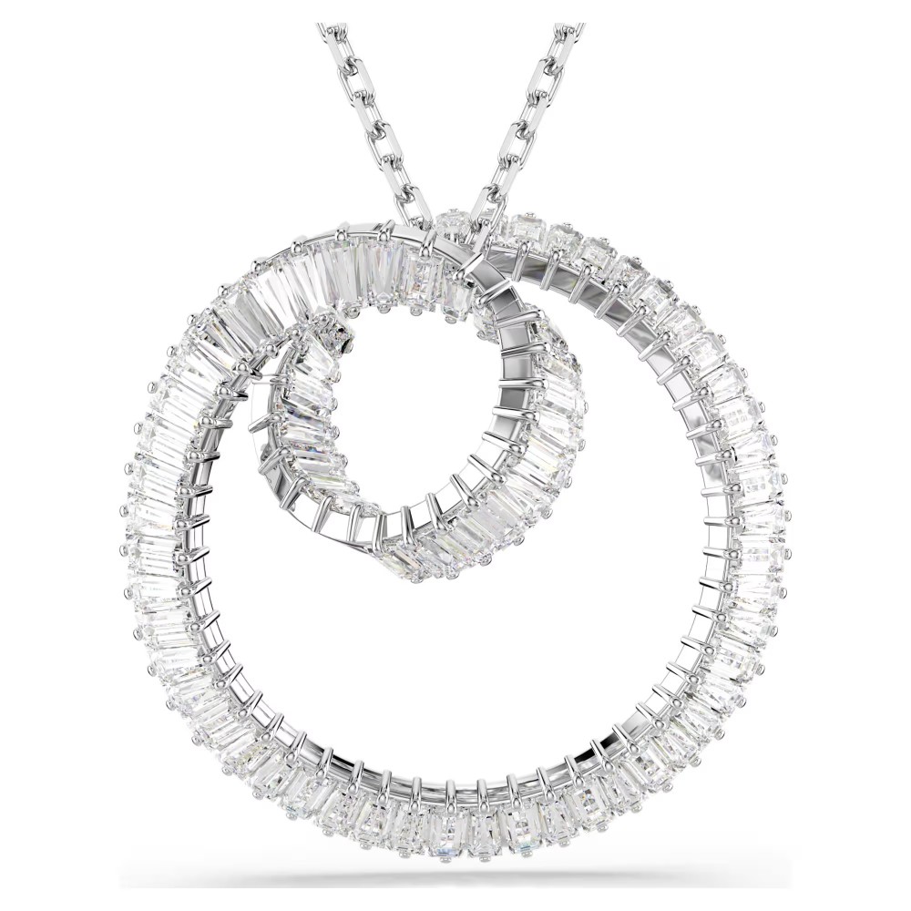 SWAROVSKI Μενταγιόν Matrix με Αλυσίδα Baguette κοπή, Λευκό, Επιμετάλλωση ροδίου 5727114