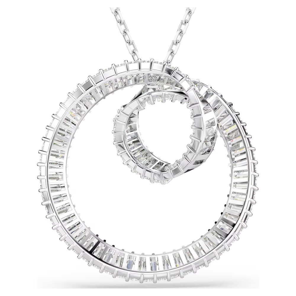 SWAROVSKI Μενταγιόν Matrix με Αλυσίδα Baguette κοπή, Λευκό, Επιμετάλλωση ροδίου 5727114