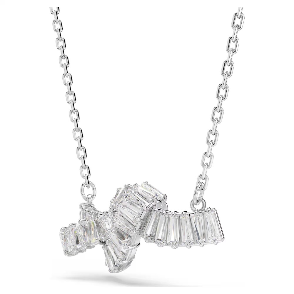 SWAROVSKI Κολιέ Matrix Baguette κοπή, Λευκό, Κόμπος Επιμετάλλωση ροδίου 5728553