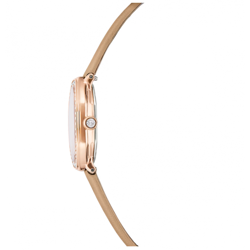 SWAROVSKI Dextera Octagon Ελβετικής Κατασκευής με Δερμάτινο Καφέ Λουράκι και Χρυσό Τόνο 5730184