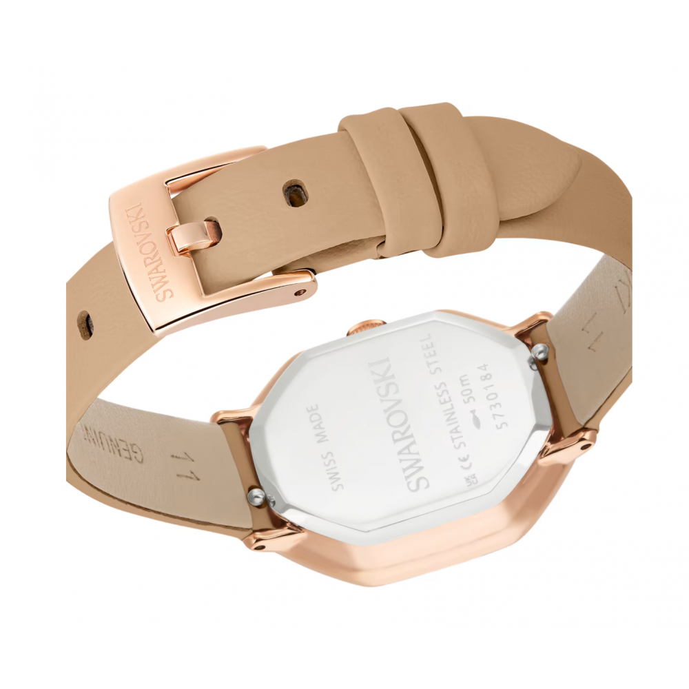 SWAROVSKI Dextera Octagon Ελβετικής Κατασκευής με Δερμάτινο Καφέ Λουράκι και Χρυσό Τόνο 5730184