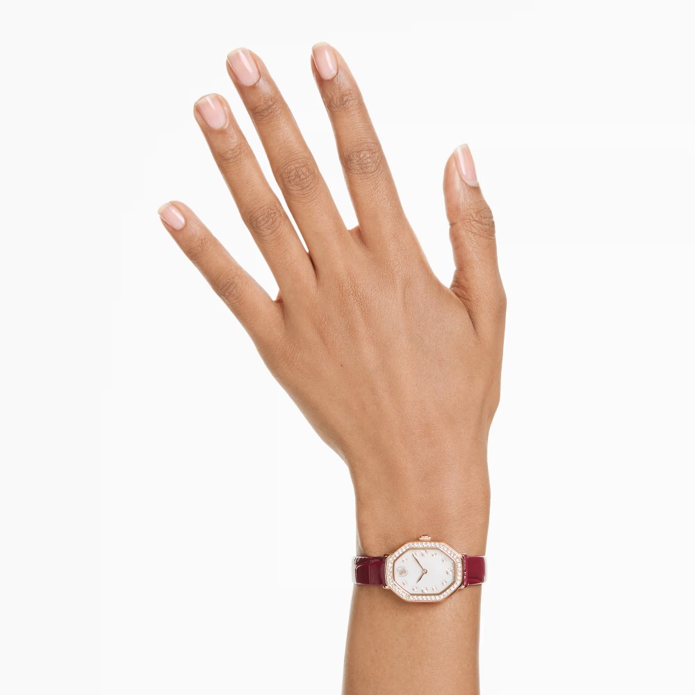 SWAROVSKI Dextera Eλβετικής κατασκευής, με Δερμάτινο Κόκκινο Λουράκι, Φινίρισμα σε χρυσό σαμπανί τόνο 5730373 SWAROVSKI Dextera Eλβετικής κατασκευής, με Δερμάτινο Κόκκινο Λουράκι, Φινίρισμα σε χρυσό σαμπανί τόνο 5730373