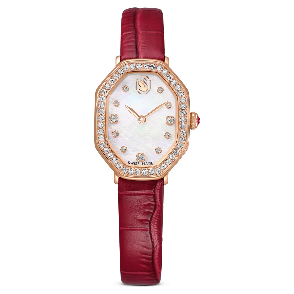 SWAROVSKI Dextera Eλβετικής κατασκευής, με Δερμάτινο Κόκκινο Λουράκι, Φινίρισμα σε χρυσό σαμπανί τόνο 5730373 SWAROVSKI Dextera Eλβετικής κατασκευής, με Δερμάτινο Κόκκινο Λουράκι, Φινίρισμα σε χρυσό σαμπανί τόνο 5730373
