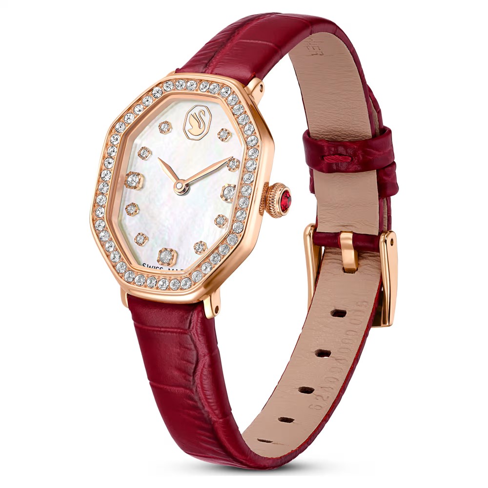SWAROVSKI Dextera Eλβετικής κατασκευής, με Δερμάτινο Κόκκινο Λουράκι, Φινίρισμα σε χρυσό σαμπανί τόνο 5730373 SWAROVSKI Dextera Eλβετικής κατασκευής, με Δερμάτινο Κόκκινο Λουράκι, Φινίρισμα σε χρυσό σαμπανί τόνο 5730373