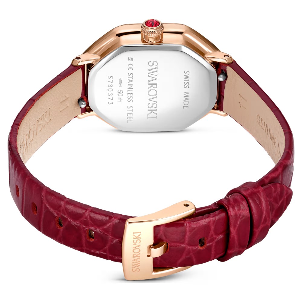 SWAROVSKI Dextera Eλβετικής κατασκευής, με Δερμάτινο Κόκκινο Λουράκι, Φινίρισμα σε χρυσό σαμπανί τόνο 5730373 SWAROVSKI Dextera Eλβετικής κατασκευής, με Δερμάτινο Κόκκινο Λουράκι, Φινίρισμα σε χρυσό σαμπανί τόνο 5730373