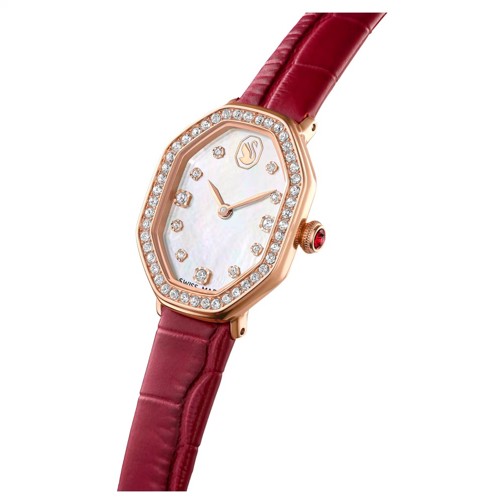 SWAROVSKI Dextera Eλβετικής κατασκευής, με Δερμάτινο Κόκκινο Λουράκι, Φινίρισμα σε χρυσό σαμπανί τόνο 5730373 SWAROVSKI Dextera Eλβετικής κατασκευής, με Δερμάτινο Κόκκινο Λουράκι, Φινίρισμα σε χρυσό σαμπανί τόνο 5730373