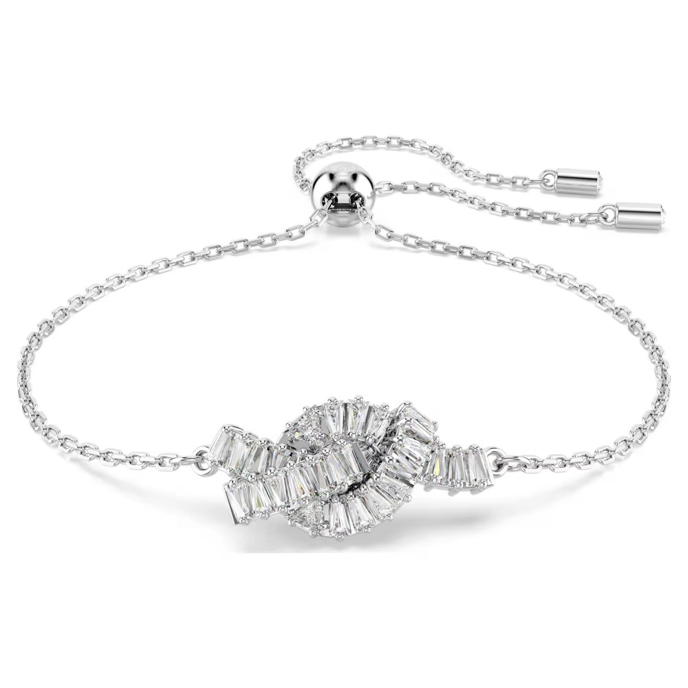 SWAROVSKI Βραχιόλι Matrix Baguette κοπή, Λευκό, Κόμπος, Επιμετάλλωση ροδίου 5731101