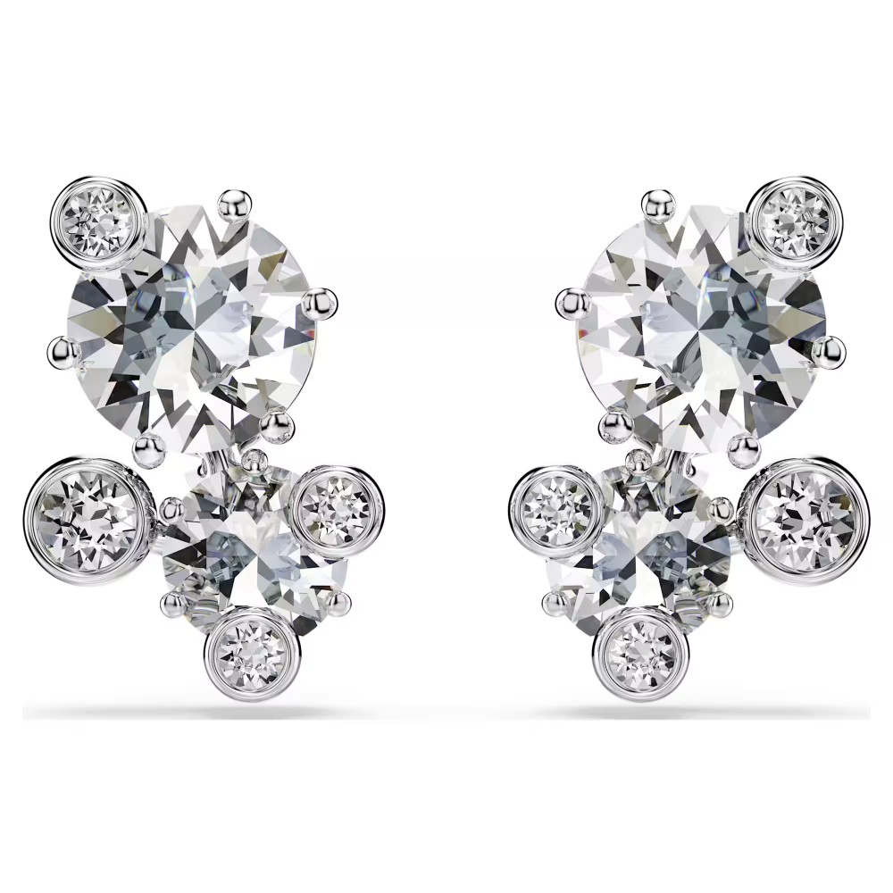 SWAROVSKI Σκουλαρίκια Constella Στρογγυλή Κοπή, Λευκά, Επιμετάλλωση ροδίου 5732253