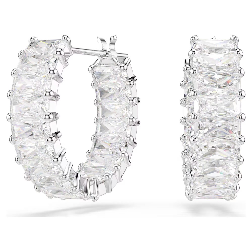 SWAROVSKI Κρίκοι Matrix, Κοπή Baguette, Λευκά, Επιροδιωμένα 5733397