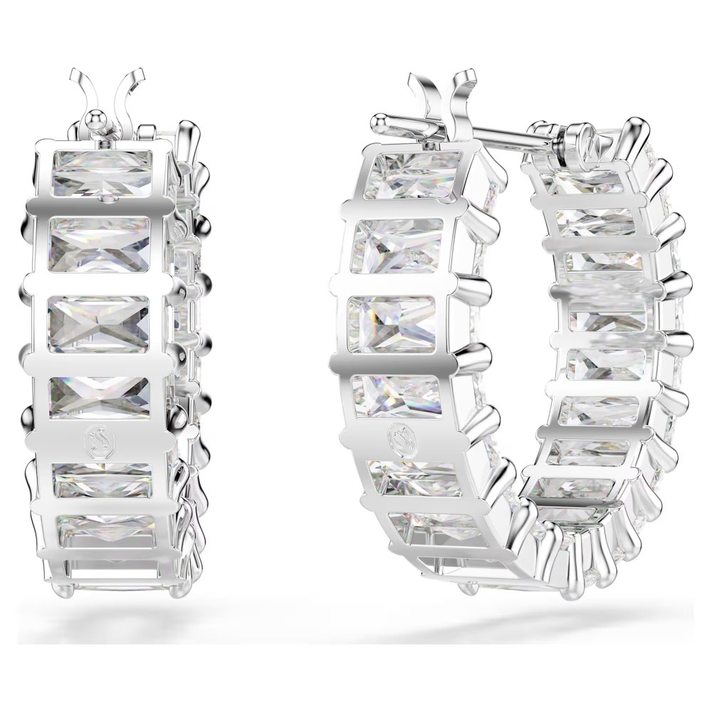 SWAROVSKI Κρίκοι Matrix, Κοπή Baguette, Λευκά, Επιροδιωμένα 5733397