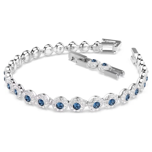 SWAROVSKI Βραχιόλι Tennis Una Angelic, Στρογγυλή Κοπή, Μπλε, Επιμετάλλωση ροδίου 5733401