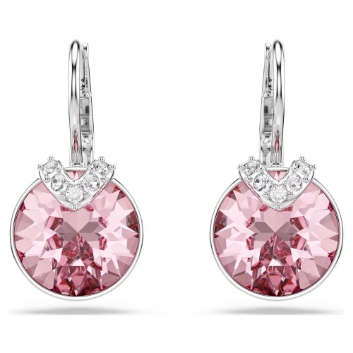 SWAROVSKI Σκουλαρίκια-σταγόνα Bella, Στρογγυλή Κοπή, Ροζ, Επιμετάλλωση Ροδίου 5734235