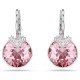 SWAROVSKI Σκουλαρίκια-σταγόνα Bella, Στρογγυλή Κοπή, Ροζ, Επιμετάλλωση Ροδίου 5734235