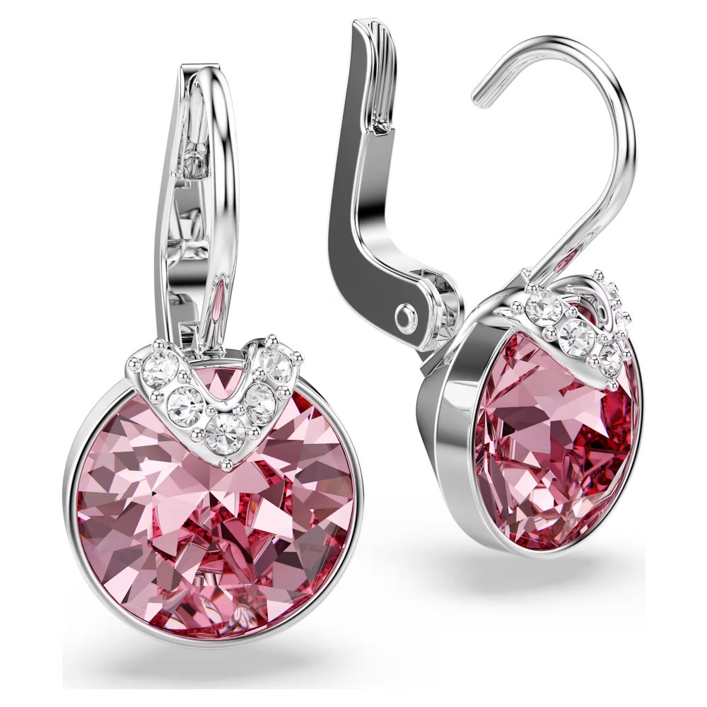 SWAROVSKI Σκουλαρίκια-σταγόνα Bella, Στρογγυλή Κοπή, Ροζ, Επιμετάλλωση Ροδίου 5734235