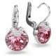 SWAROVSKI Σκουλαρίκια-σταγόνα Bella, Στρογγυλή Κοπή, Ροζ, Επιμετάλλωση Ροδίου 5734235