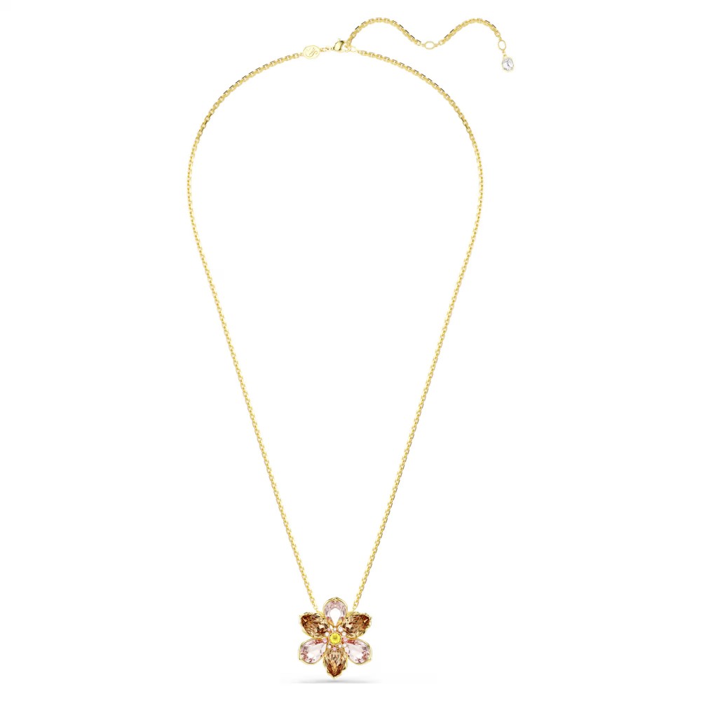 SWAROVSKI Idyllia Μενταγιόν με αλυσίδα και Καρφίτσα, Λουλούδι Μίξη Κοπών, Χρυσ΄΄ος Τόνος 5735227