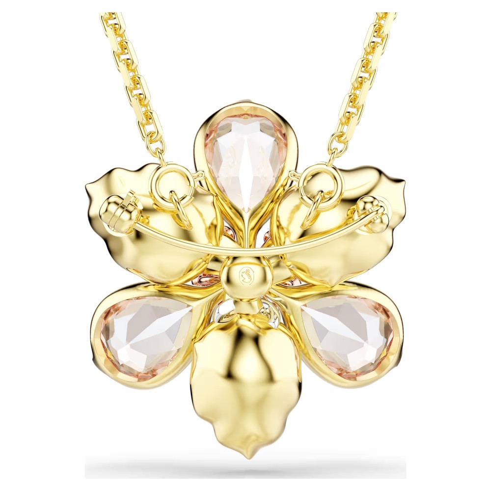 SWAROVSKI Idyllia Μενταγιόν με αλυσίδα και Καρφίτσα, Λουλούδι Μίξη Κοπών, Χρυσ΄΄ος Τόνος 5735227