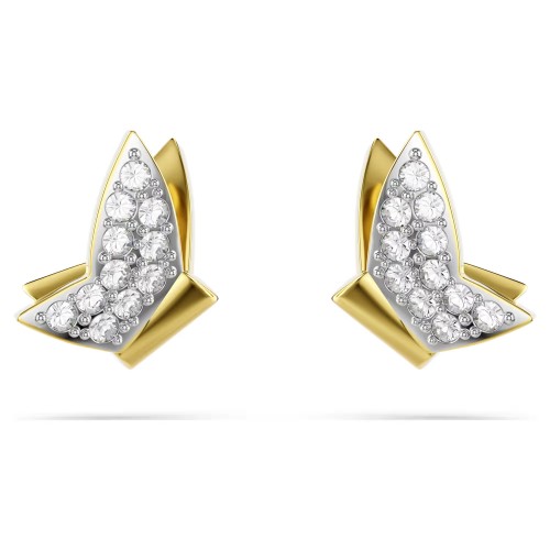 SWAROVSKI Idyllia Lilia Butterfly Σκουλαρίκια Καρφωτά Λευκά, Επιμετάλλωση σε Χρυσό Τόνο 5736070