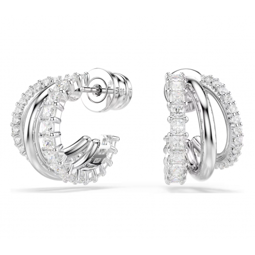 SWAROVSKI Σκουλαρίκια Κρίκοι Hyperbola, Στρογγυλή Κοπή, Λευκά, Επιμετάλλωση ροδίου 5737110