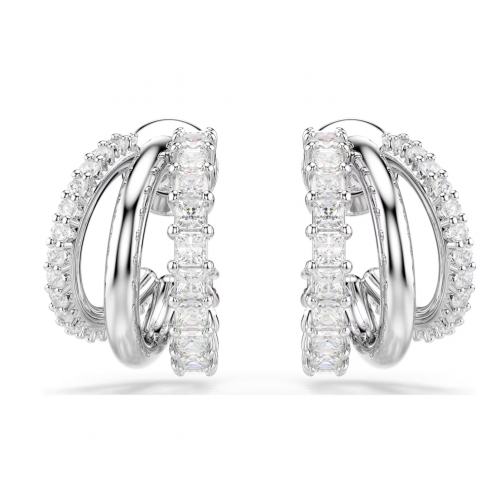 SWAROVSKI Σκουλαρίκια Κρίκοι Hyperbola, Στρογγυλή Κοπή, Λευκά, Επιμετάλλωση ροδίου 5737110