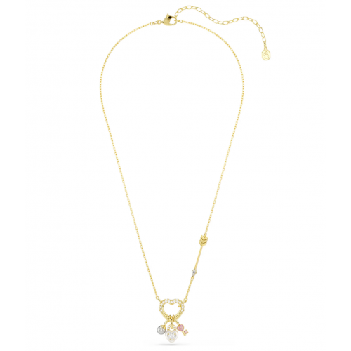 SWAROVSKI Idyllia Μενταγιόν με αλυσίδα, Κλειδί, Καρδιά, Ροζ, Μίξη Κοπών, Χρυσός Τόνος 5737290
