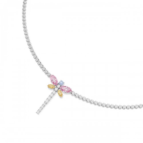 SWAROVSKI Κολιέ Ariana Grande Tennis Y, Μείξη κοπών, Πολύχρωμο, Λιβελούλα, Επιμετάλλωση ροδίου 5737425