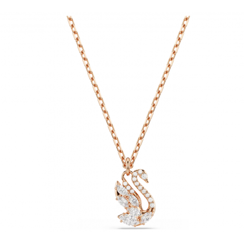 SWAROVSKI Swan Μενταγιόν με Αλυσίδα, Λευκό, Μίξη Κοπών, Επιμετάλλωση σε Ροζ-Χρυσό Τόνο 5738203