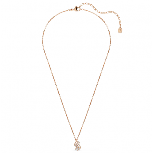 SWAROVSKI Swan Μενταγιόν με Αλυσίδα, Λευκό, Μίξη Κοπών, Επιμετάλλωση σε Ροζ-Χρυσό Τόνο 5738203