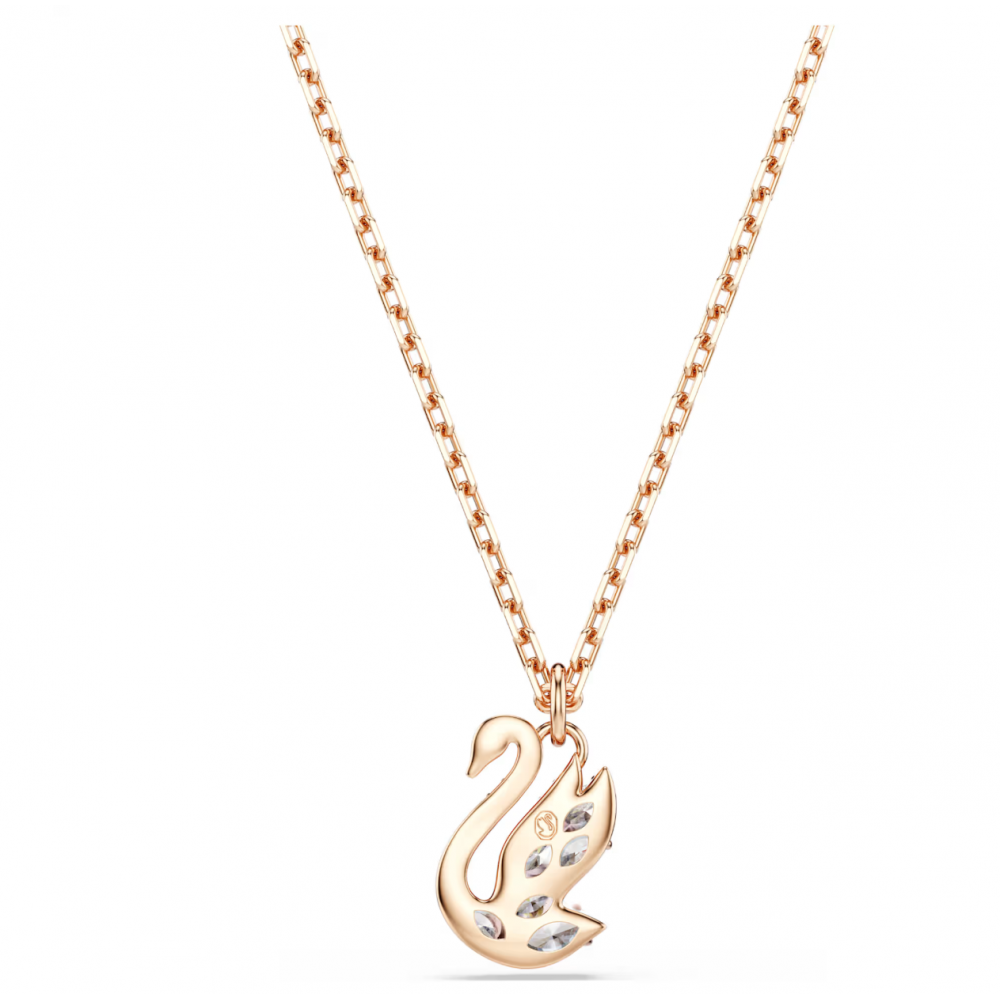 SWAROVSKI Swan Μενταγιόν με Αλυσίδα, Λευκό, Μίξη Κοπών, Επιμετάλλωση σε Ροζ-Χρυσό Τόνο 5738203