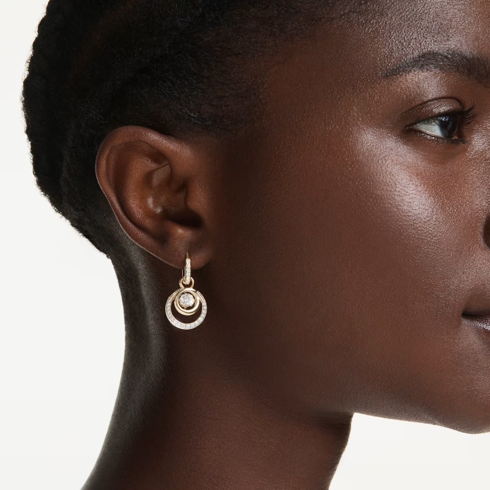 SWAROVSKI Σκουλαρίκια Hyperbola, Στρογγυλή Κοπή, Λευκά, Επιμετάλλωση σε Χρυσό Τόνο 5738249