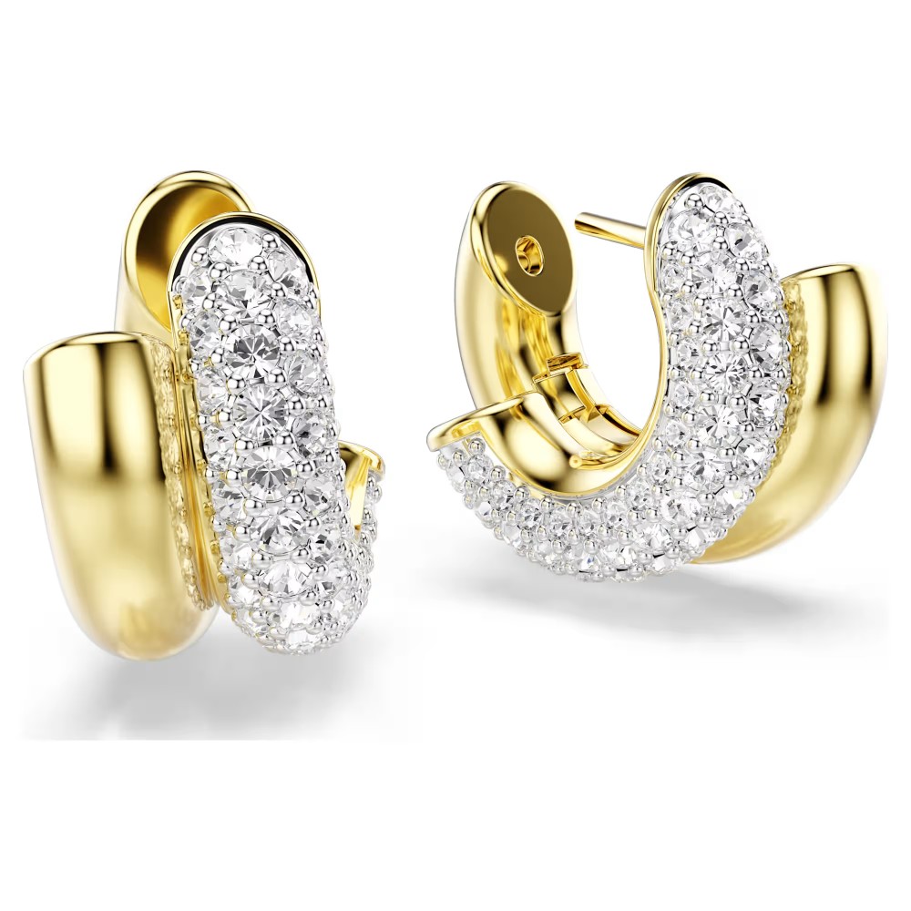 SWAROVSKI Σκουλαρίκια Κρίκοι Dextera, Στρογγυλή Κοπή, Λευκά, Επιμετάλλωση σε Χρυσό Τόνο 5740735