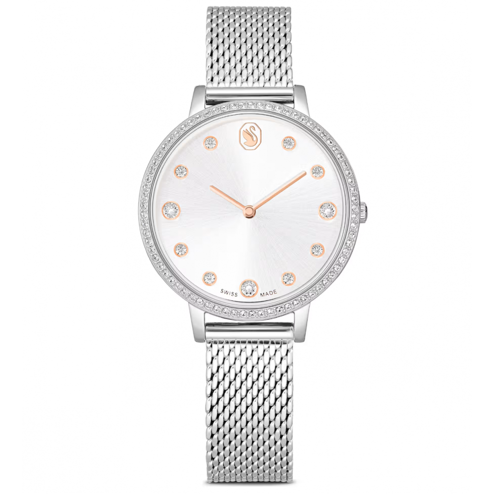 SWAROVSKI Clarica Ρολόι Ελβετικής Κατασκευής με Μπρασελέ από Ανοξείδωτο Ατσάλι σε Ασημί Τόνο 5740971