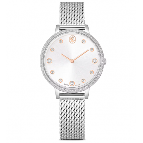 SWAROVSKI Clarica Ρολόι Ελβετικής Κατασκευής με Μπρασελέ από Ανοξείδωτο Ατσάλι σε Ασημί Τόνο 5740971