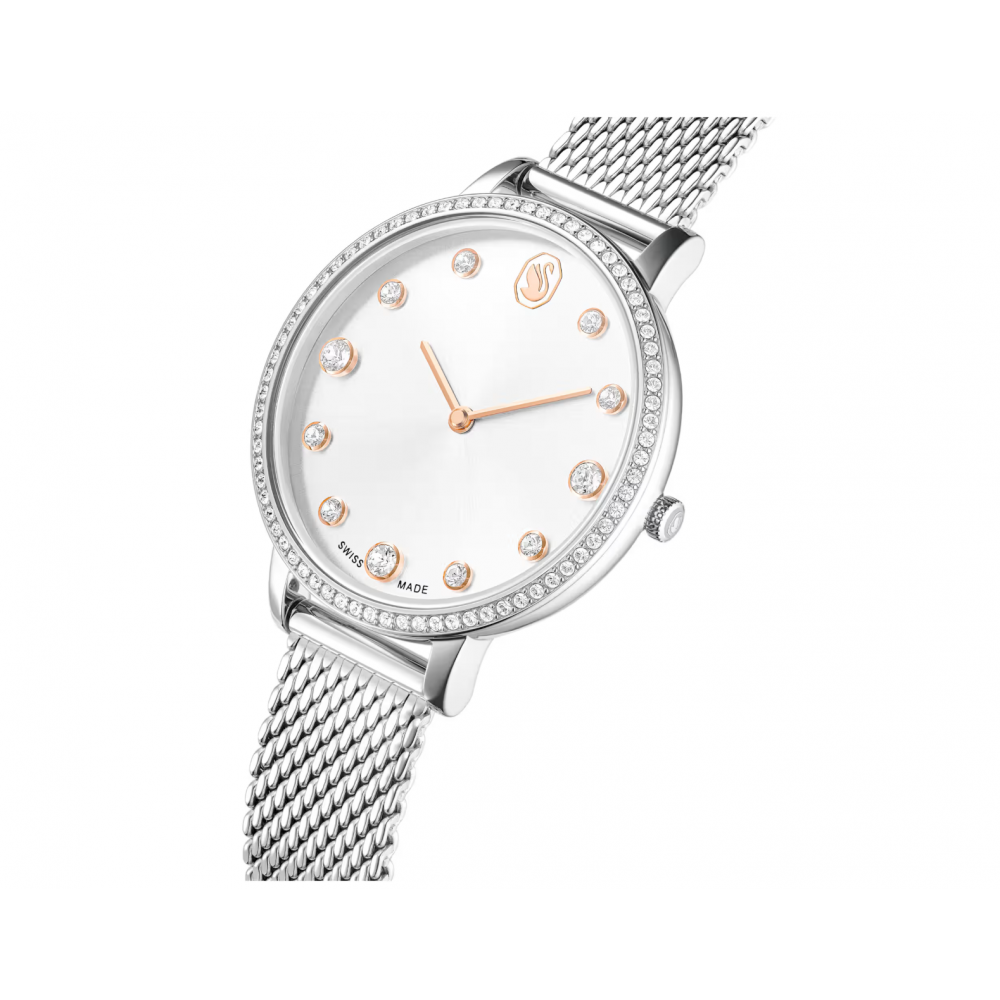 SWAROVSKI Clarica Ρολόι Ελβετικής Κατασκευής με Μπρασελέ από Ανοξείδωτο Ατσάλι σε Ασημί Τόνο 5740971