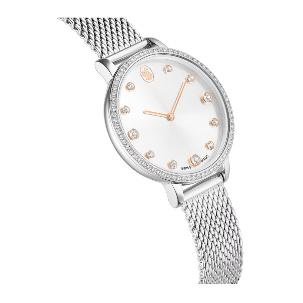 SWAROVSKI Clarica Ρολόι Ελβετικής Κατασκευής με Μπρασελέ από Ανοξείδωτο Ατσάλι σε Ασημί Τόνο 5740971