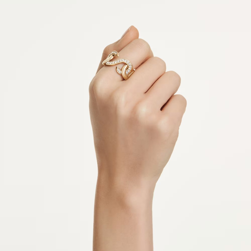 SWAROVSKI Dextera Ανοικτό Δαχτυλίδι, Στρογγυλή Κοπή Λευκό, Επιμετάλλωση σε χρυσό τόνο 5741801