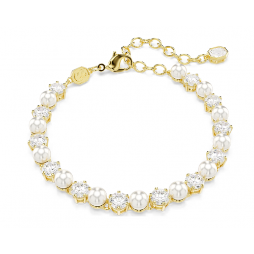 SWAROVSKI Βραχιόλι Tennis Matrix Crystal Pearl, Λευκό, Επιμετάλλωση σε Χρυσό Τόνο 5742026
