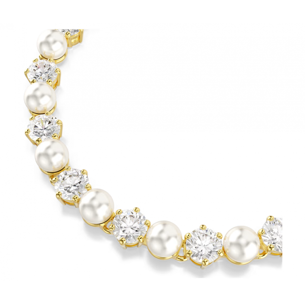 SWAROVSKI Βραχιόλι Tennis Matrix Crystal Pearl, Λευκό, Επιμετάλλωση σε Χρυσό Τόνο 5742026