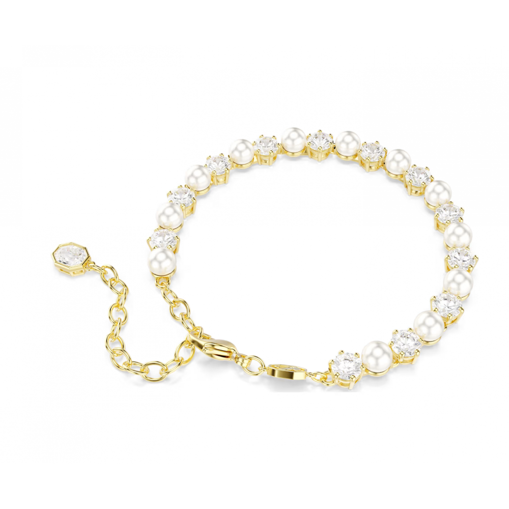 SWAROVSKI Βραχιόλι Tennis Matrix Crystal Pearl, Λευκό, Επιμετάλλωση σε Χρυσό Τόνο 5742026