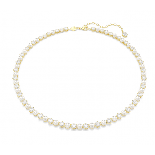 SWAROVSKI Tennis Matrix, Crystal Pearl, Κολιέ, Στρογγυλή Κοπή, Λευκό, Επιμετάλλωση σε Χρυσό Τόνο 5742039