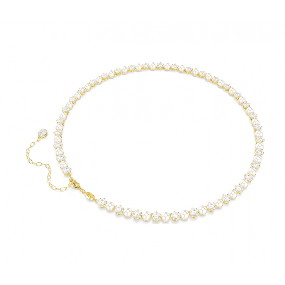 SWAROVSKI Tennis Matrix, Crystal Pearl, Κολιέ, Στρογγυλή Κοπή, Λευκό, Επιμετάλλωση σε Χρυσό Τόνο 5742039