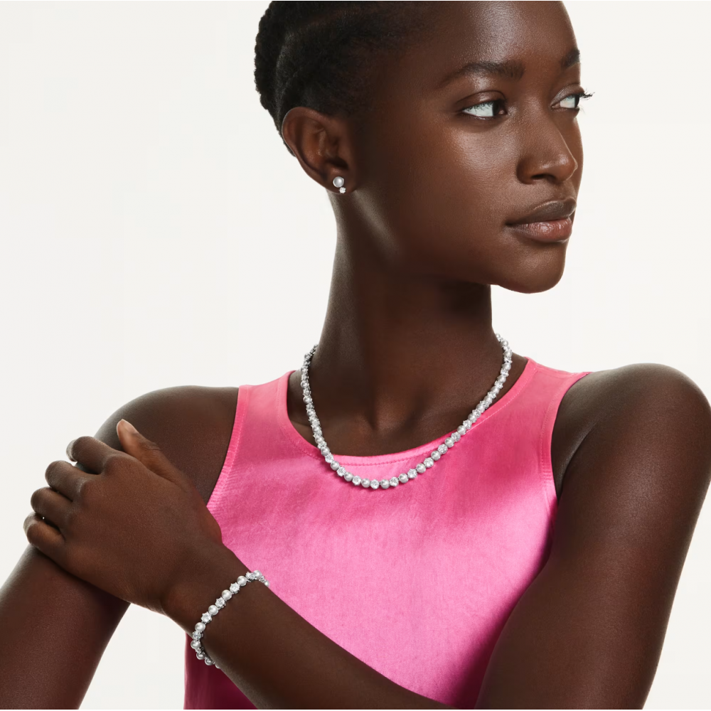 SWAROVSKI Matrix Set, Crystal pearl, Στρογγυλή κοπή, Λευκό, Επιροδιωμένο 5742040