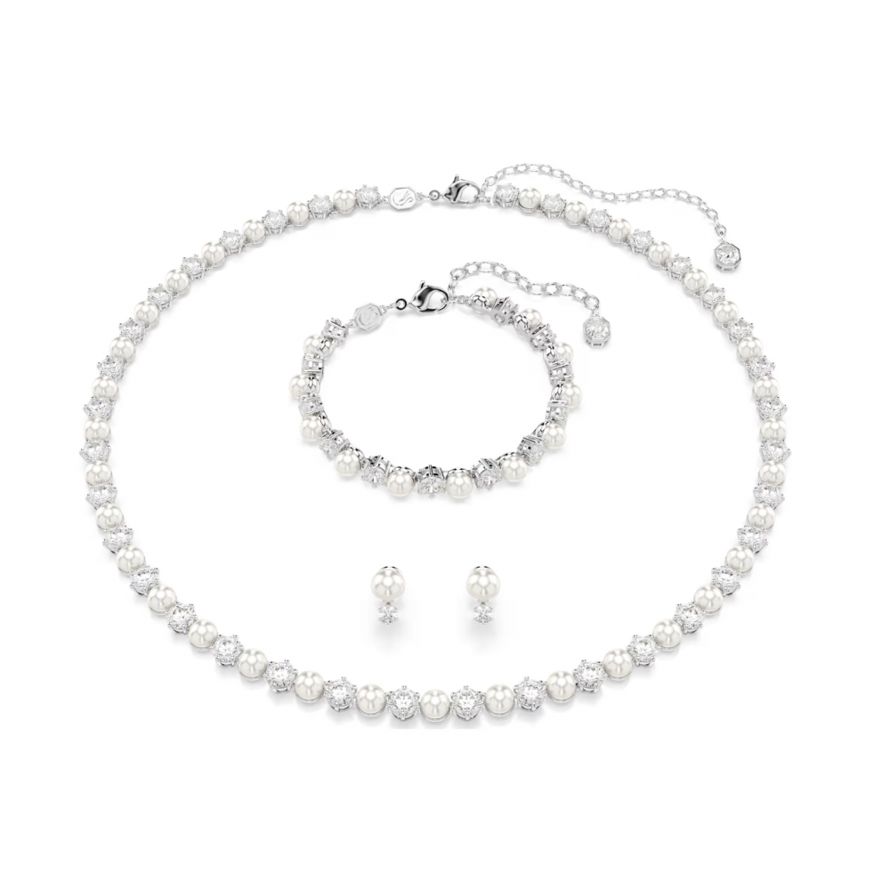 SWAROVSKI Matrix Set, Crystal pearl, Στρογγυλή κοπή, Λευκό, Επιροδιωμένο 5742040