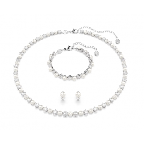 SWAROVSKI Matrix Set, Crystal pearl, Στρογγυλή κοπή, Λευκό, Επιροδιωμένο 5742040